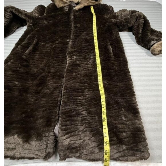 Monique Collection Coat Womens XL Brown Faux Fur Hooded Satin Lined Hook Closure - Picture 9 of 14